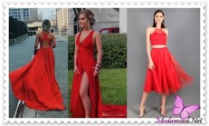 2019  Modası Kırmızı Elbise Modelleri