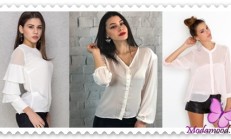 2019 Beyaz Şifon Gömlek Modelleri