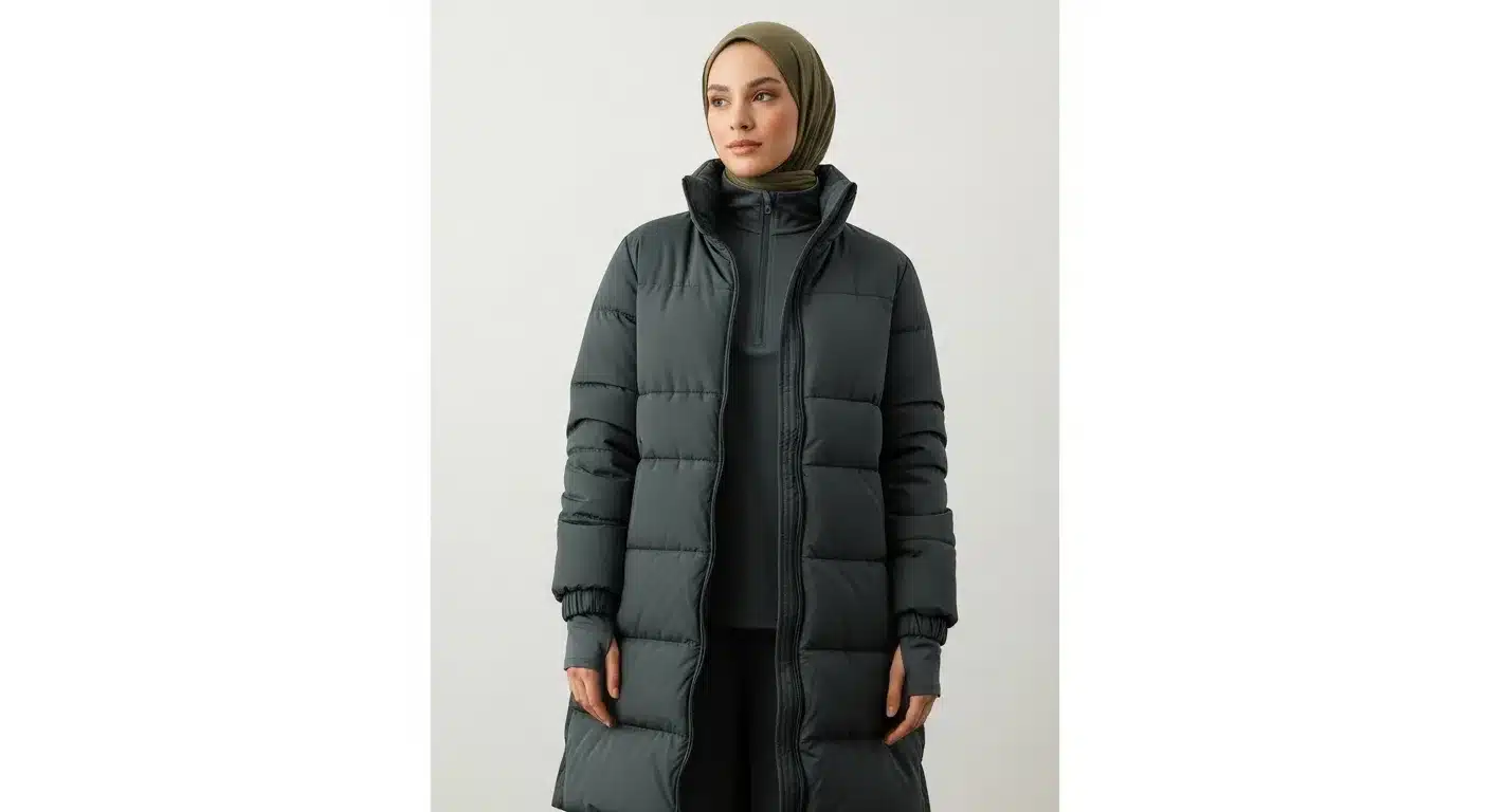Puffer mont tesettür sporty kış kombin 2026