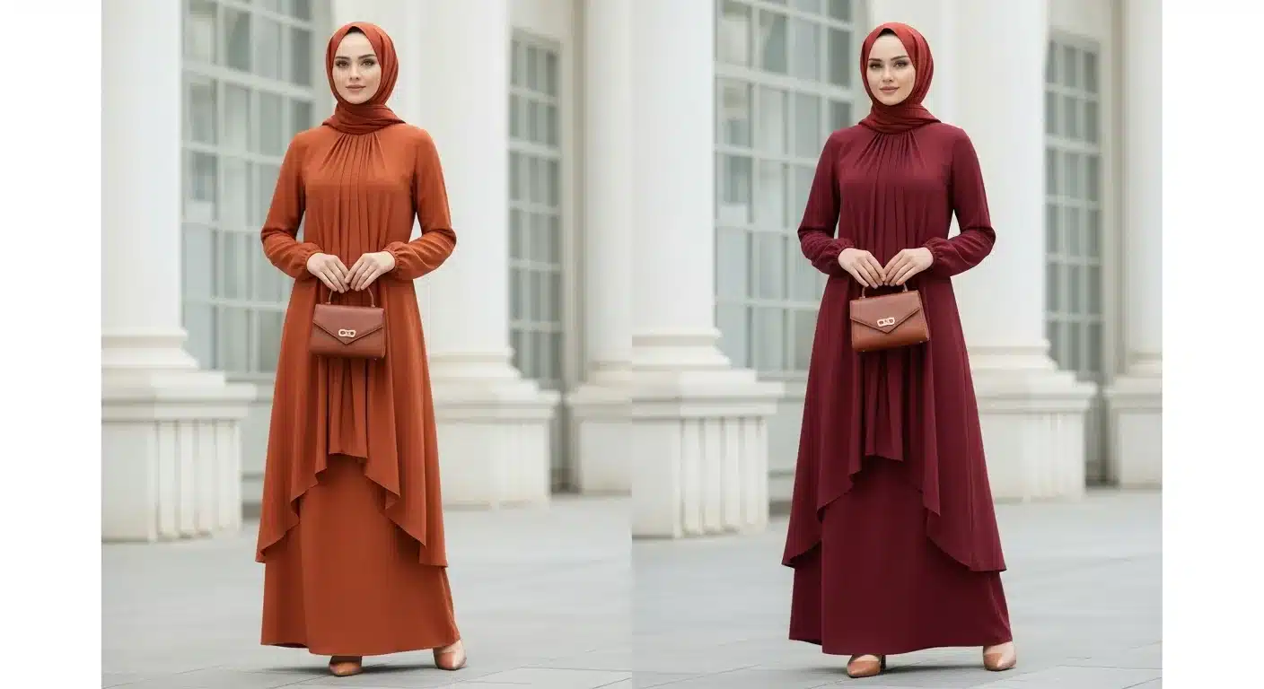 Sonbahar renkleri tesettür kombin terracotta burgundy 2026