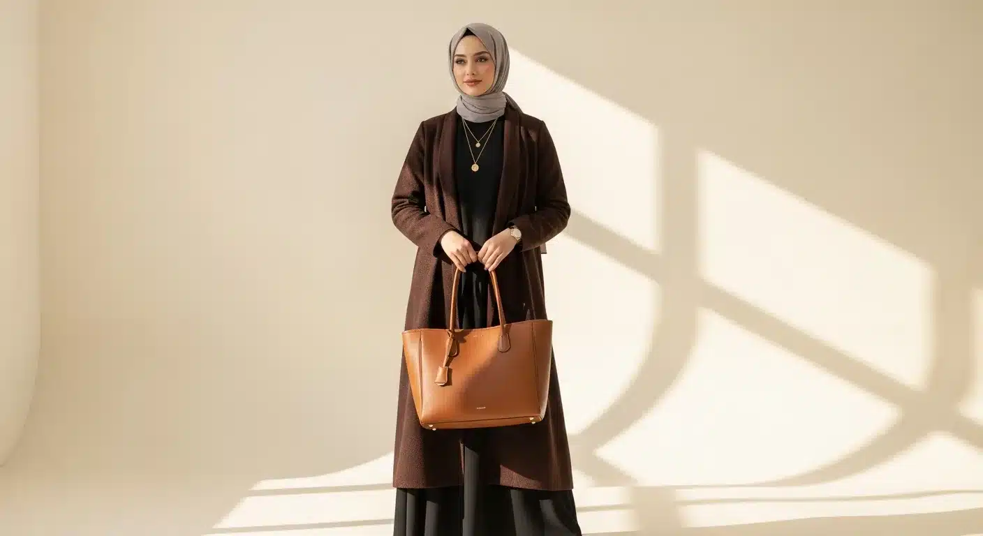 Büyük tote bag tesettür günlük kombin 2026